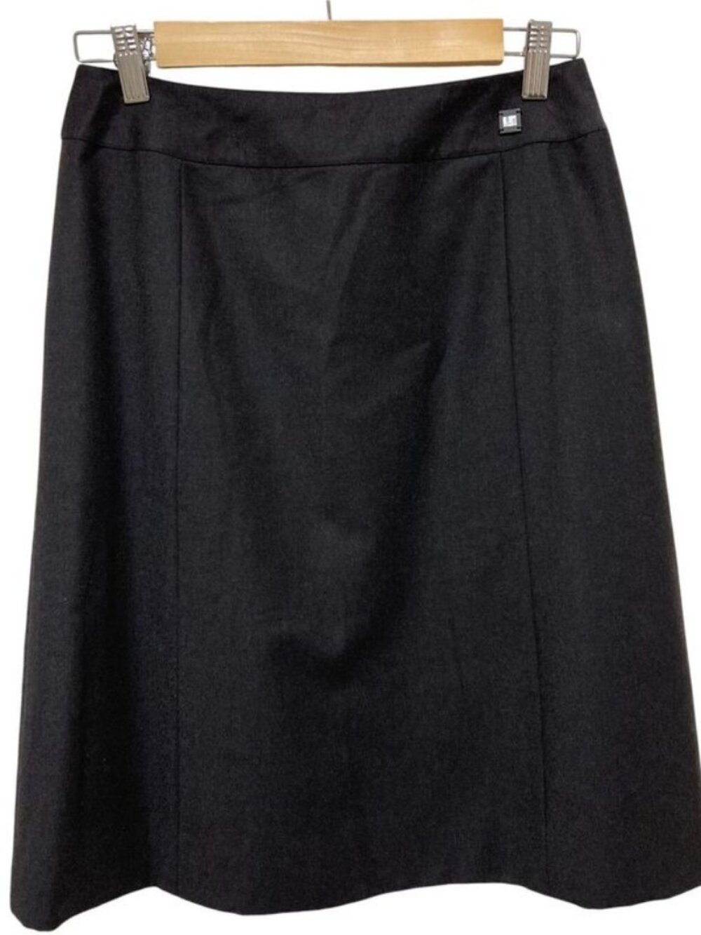 Chanel Cashmere Blend Skirt With Coco Mark Plate Size 38 Dark Brown 01A